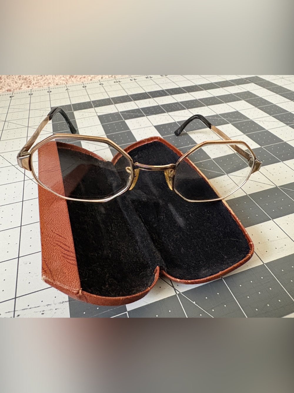 12K GF Women's Optical Reading Glasses - Vintage Hexagon Frame and Original Box